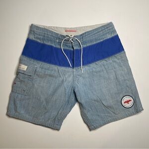 APOLIS Activism Swim‎ Trunks Mens 32 Chambray Blue Board Shorts Made CA
